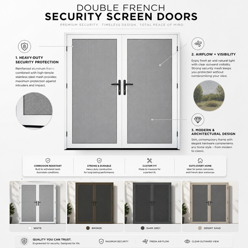 Double French Security Screen Doors