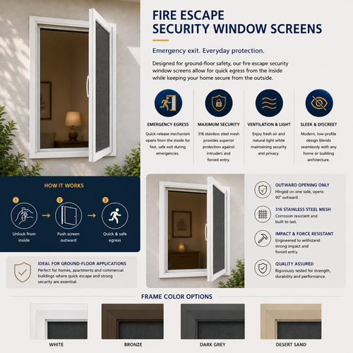 Fire Escape Security Screen Windows
