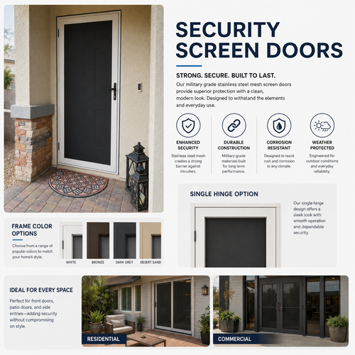 Single Hinged Security Screen Doors